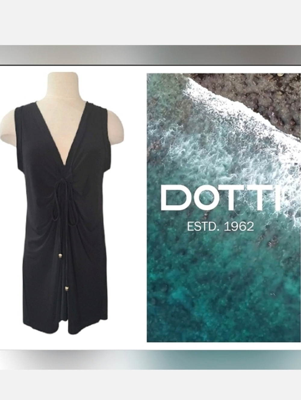 DOTTI Funday Swimsuit Cover-up Dress Black Front Tie Sz M Classiccore Resortwear